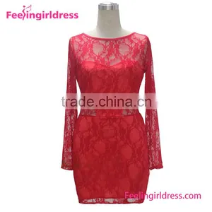 Red Long Dress Making Lace Fabric Evening Dress Material Lace thumbnail-3