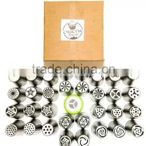 Stainless Steel Russian Piping Tips and Tri Color Coupler Home Baking DIY Cake Pastry Decoration Tool thumbnail-2