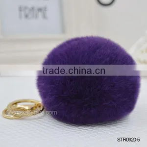 Cute Genuine Rabbit Fur Ball Pom Pom Key Chain Car Handbag Charm Key Chain Quality Choice thumbnail-6