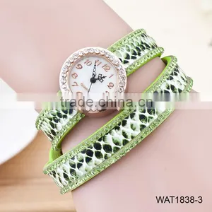 Fashion Women Fish Scale Wristwatch Leather Cord Bracelet Wrist Watch thumbnail-3