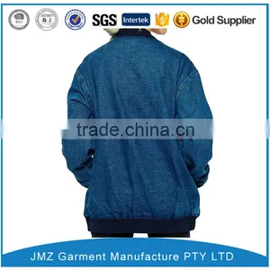 OEM High Quality Denim Oversized Bomber Jacket thumbnail-2