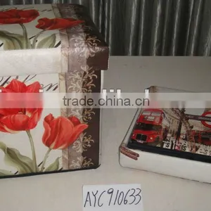 Vintage Folding Ottoman Storage Seating Box thumbnail-1