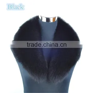 Big Genuine Detachable Black Fox Fur Shawl Collar for Women Leather Jacket thumbnail-1