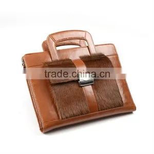 Executive Briefcase-Portfolio With Brown Horsehair Trim for IPad and MacBook Air thumbnail-1
