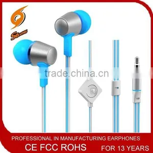 Metallic TPE Flat Cable Earphones&ear Buds With Mic From Factory thumbnail-1