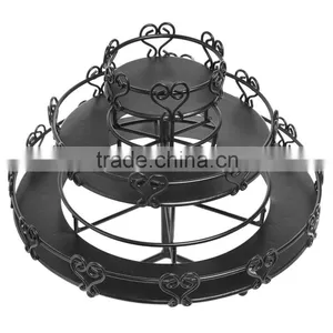 Black 3-Tier Wedding Cake Heart Design Rotating Metal Nail Polish Display Stand Organizer Rack thumbnail-3
