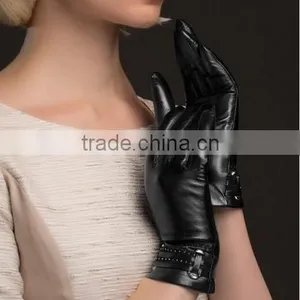 Fashionable Leather Gloves For Women Classic Black Leather Gloves For Women thumbnail-4