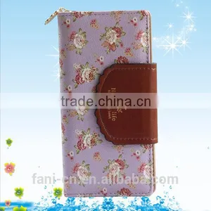2015 Latest New Design Red Clutch Bifold Purse Walletl With Flower Printed for Woman thumbnail-2