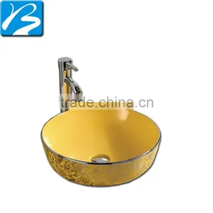 China Supplier Color Ceramic Shape Golden Color Wash Basin thumbnail-1
