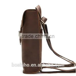 Manufacturer Wholesale Genuine Cowhide Leather School Backpack Bag thumbnail-3