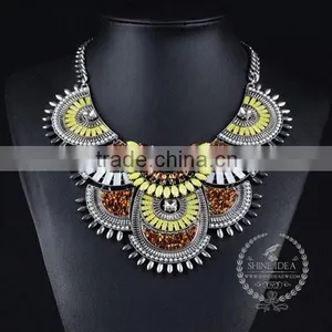 High Quality Vintage Colorful Rhinestone Chunky Statement Necklace Tin Alloy Fashion Women Pendant Necklace 6390154 thumbnail-1