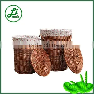Round Wicker Clothes Hamper thumbnail-1