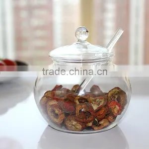 Clear Glass Multi-purpose Glass Storage Bottle Storage Jar With Spoon Lid 350ml QM025 thumbnail-5