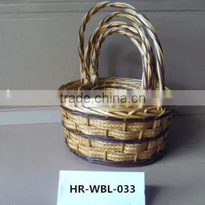 Natural Color 4 Sets Willow Storage Basket With Handle thumbnail-1