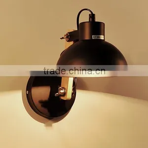 Flexible Arm Modern Black Metal And Wood Wall Lamp For Hotel Room Loft thumbnail-2