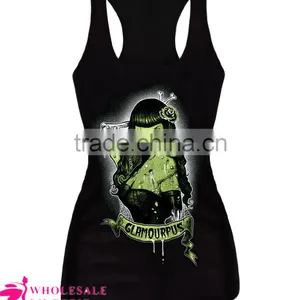 Black Stringer Tank Top Chic Womens Skeleton Beauty Rose 3D Printed Tank Top BX148 thumbnail-5