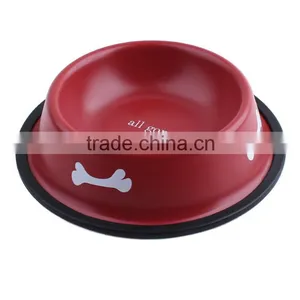 Non-slip Dog Puppy Cat Food Drink Water Bowl Dish With Bone Printed New thumbnail-2