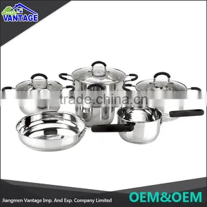 Eco-friendly 10 Pcs Surgical Steel Cookware Sets With Silicone Handle and Knob thumbnail-2