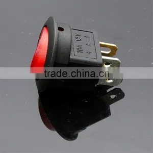 Red Neon 3 Pin 4.8mm Terminals 12V 16A Universal LED Illuminated Car Button Lights ON/OFF Round Rocker Switch Dash Boat Van thumbnail-5
