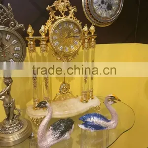 Elegant Gold Gilt Crystal and Brass Mantel Clock,/Shelf Clock, Decorative Clock Table Clock/Desk Clock thumbnail-1