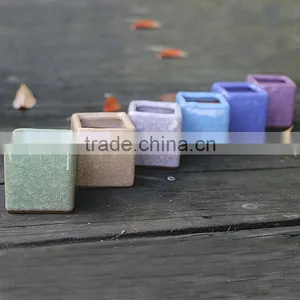 Whosale Different Colours Decoration Square Ceramic Bonsai Pots China With Hole thumbnail-2