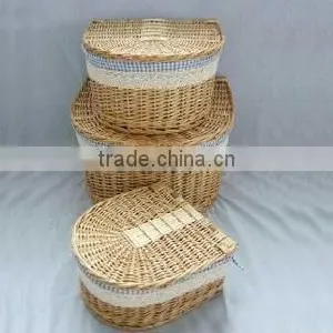 Wholesale Half Round Wicker Storage Basket With Beautiful Liner thumbnail-1