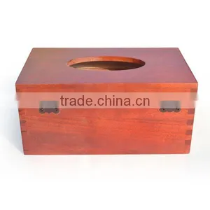 Natural Redwood Napkin Tissue Box Holder, Wholesale Retro Bronze Buckle Packaging Box thumbnail-3