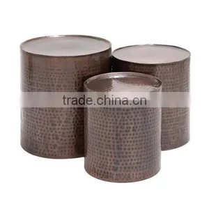 Set Of 3 Hammered Moroccan Metal Table thumbnail-1