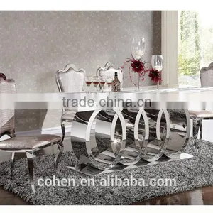 Luxury Audi Symbol Stainless Steel Frame Rectangle Luxury Dining Table and Chairs thumbnail-1
