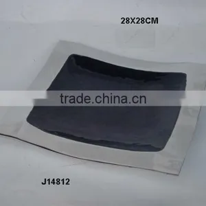 Square Cast Aluminium Enamel Bowl With Polished Border Enamel in Grey Colour thumbnail-1