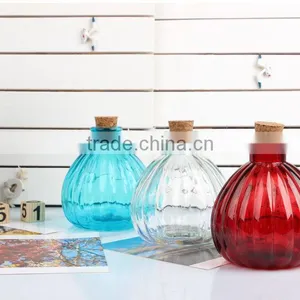 Wholesale Colored Pumpkin Shape Glass Vase With Cork thumbnail-1