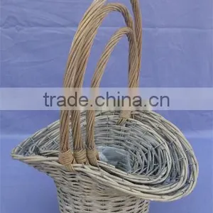 Ancient Wicker Gift Basket With Plastic Lining thumbnail-1