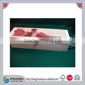 Single Wine Bottle Unfinished Plain Natural Hinged Wood Box With Swing Arm Latch thumbnail-4