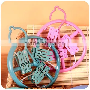 C216 2017 High Quality Drying Clothes Plastic Hanger With Clips Round Shape thumbnail-2