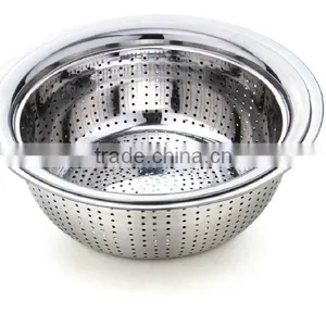 Metal Powder Coated Colander 3pieces in a Set Stainless Steel Fruit Wash Basket thumbnail-1