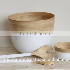 Natural-lacquered Spun Bamboo Salad Set thumbnail-1