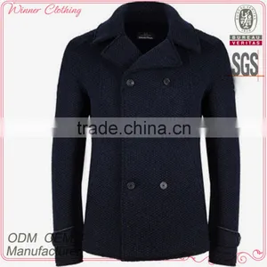 China Manufacturer Men' Clothing Apparel Winter Wool Mens Pea Coat thumbnail-1