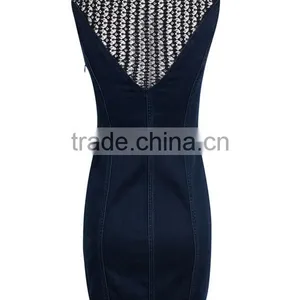 Express Clothing Manufacturing Ladies' Slim Fit Sleeveless Hollow Denim Adult Fairy Dresses thumbnail-3