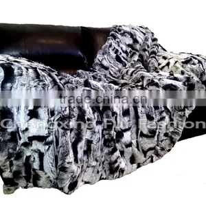 CX-D-65D Fashion Fur Throw Home Decor Genuine Rex Rabbit Fur Blanket thumbnail-3