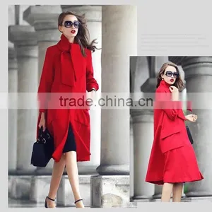 100% Hand Made Fashion Red Color Design Winter Women Coat thumbnail-1