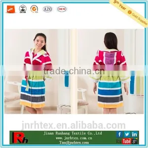 Customized 100% Cotton Velour Striped Bathrobe thumbnail-1