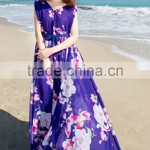 Z&M Maxi Beach Dress Ladis Maxi Dress Floral Maxi Dress Sleeveless thumbnail-2