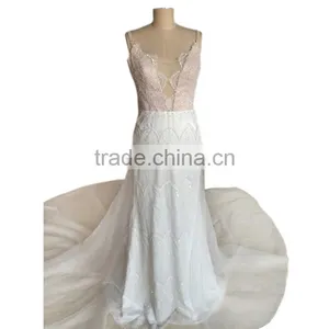 China OEM Supply Backless Sexy Long Tail Wedding Dresses thumbnail-1