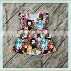 2017 Wholesale Halloween Baby Girls Dress Fiutter Sleeves With Picture Cartoon Mouse Toddler Boutique Children Clothing thumbnail-4