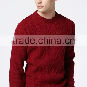 Mans Round Colloar Cable Knit Pattern Pullover Sweater With High Quality thumbnail-4