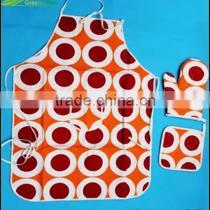 Wholesale Cotton Kids Cooking Apron Set Kitchen Sets Apron Oven Mitt Pot Holder thumbnail-4
