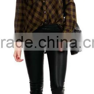 Womens Fashion Stretch Black Leather Legging thumbnail-2
