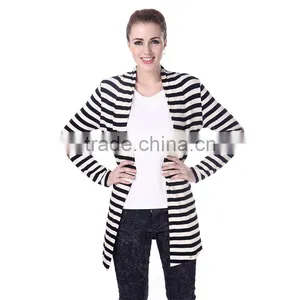 Wholesale Wool Knitted Sweater Cardigan Zebra Stripe Women thumbnail-2