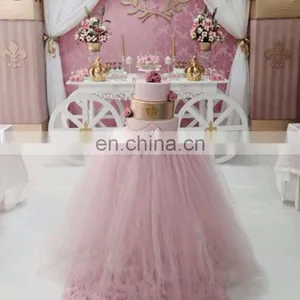 Fancy New Design Pink Dreamlike Tulle Tutu Table Skirt thumbnail-1