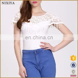 2016 Ladies New Design Fashion Top Jointed Lace Top thumbnail-1